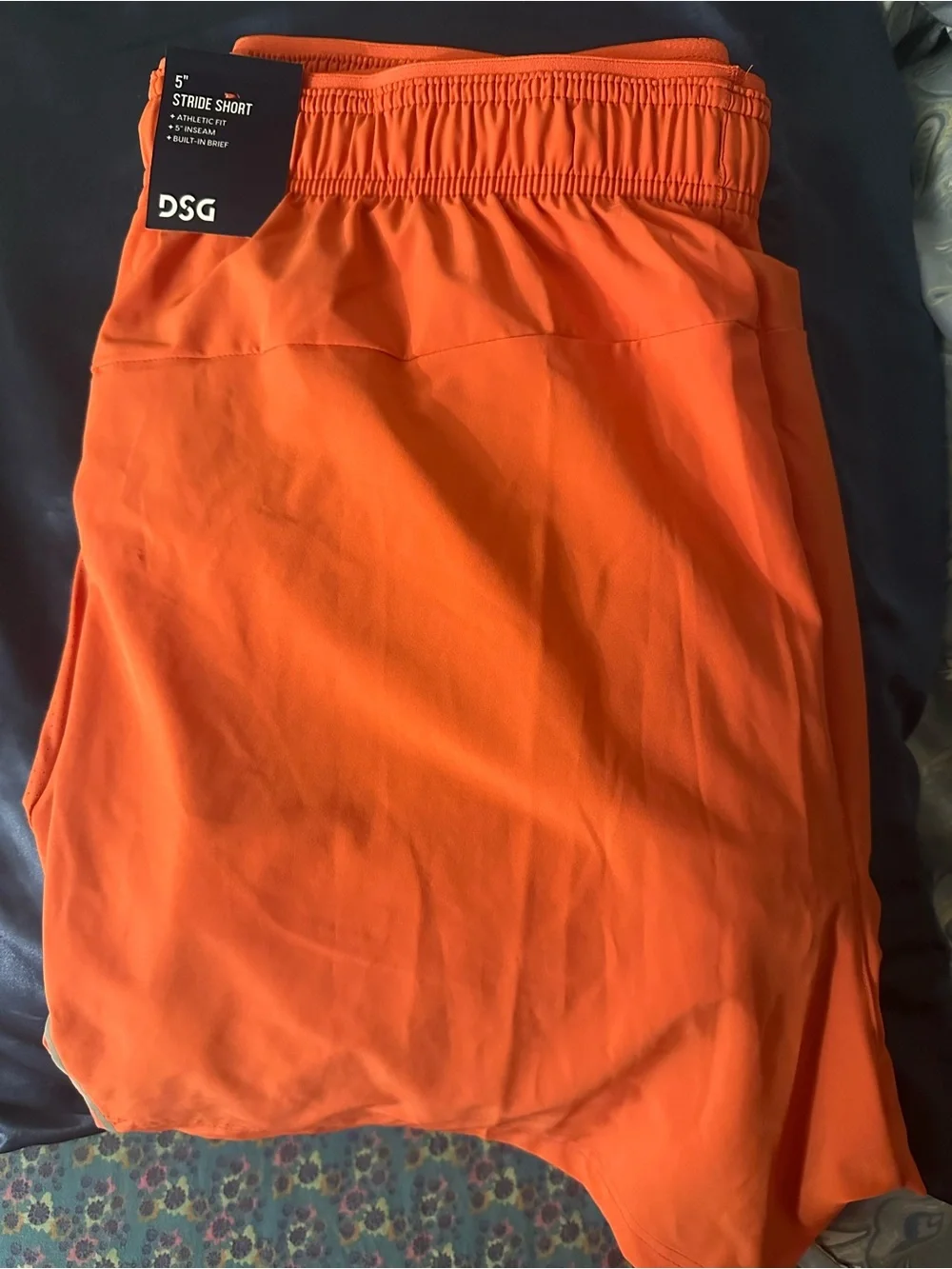 DSG mens Orange Stride Athletic Shorts